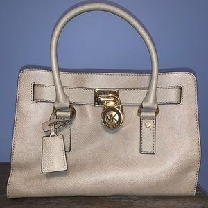 Michael Kors Tan with Gold Lock & Chain Satchel